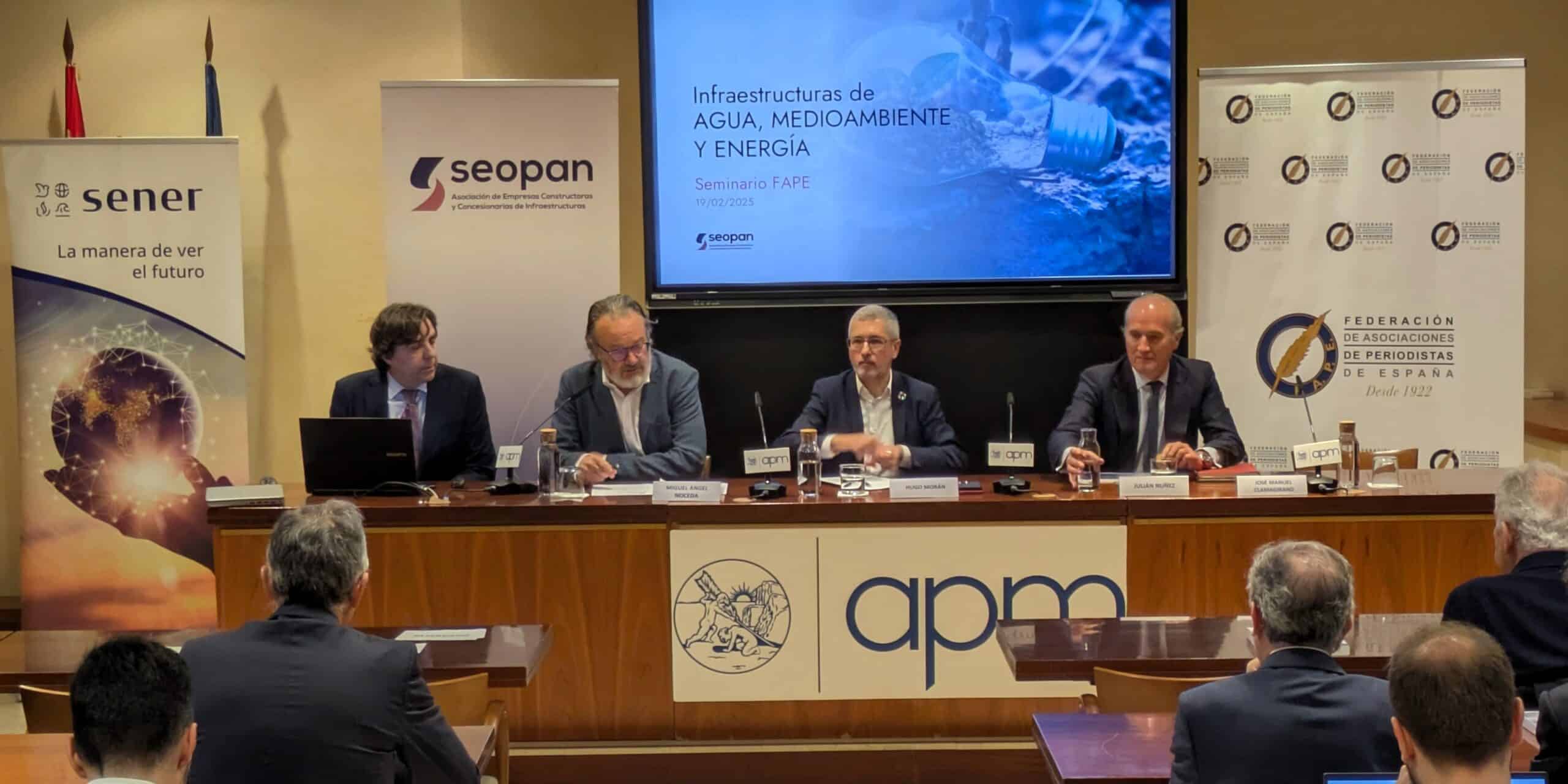 SEOPAN identifica 198.435 M€ de inversión en infraestructuras prioritarias de agua, energía, medioambiente y equipamiento público en España, a partir del informe elaborado por Sener